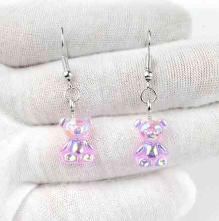 Серьги мармеладные мишки 1,5 см сиреневый Киев