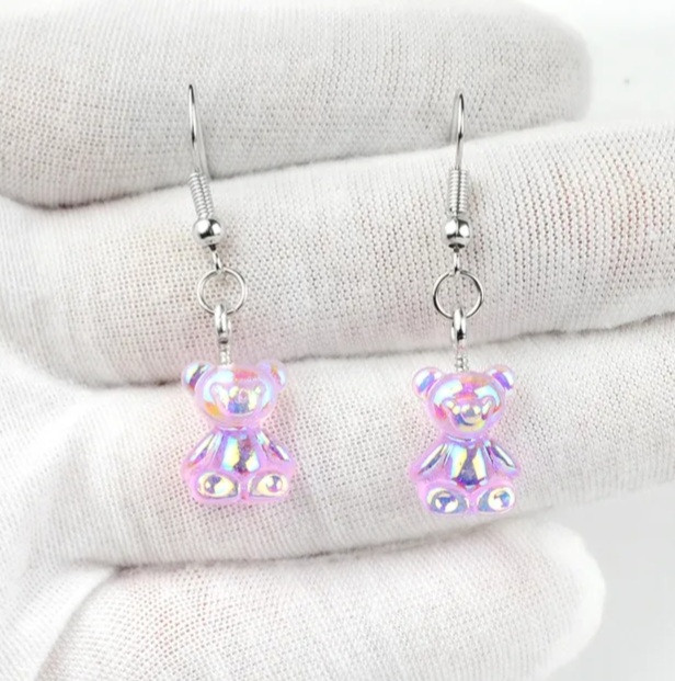 Сережки мармеладні ведмедики 1,5 см бузковий Київ - фото 1