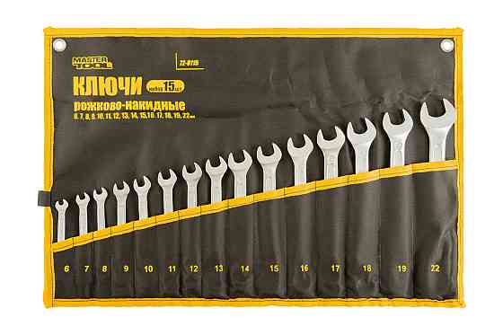 Ключі ріжково-накидні MASTERTOOL набір 15 шт (6-19/22 мм) PROF DIN3113 довічна гарантія 72-0115 Рівне