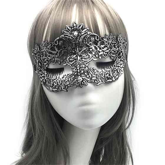 Маска із мережива маскарадна на лице 20 на 9 см сріблястий Київ