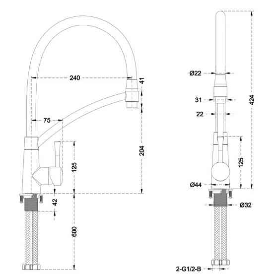 Смеситель для кухни Mixxus Premium ROSSI 017 GRAPHITE (MI6829) Киев