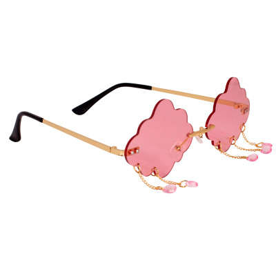 Дитячі сонцезахисні окуляри Lukky Fashion без оправи "Хмаринка" зі стразами на ланц, рожеві (T22576) Вінниця - фото 1