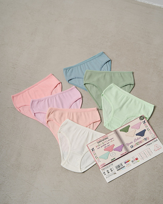 Набор детских трусиков на девочку недельки из 7 шт в рубчик. Nicoletta 740156 6-7 Киев - изображение 1