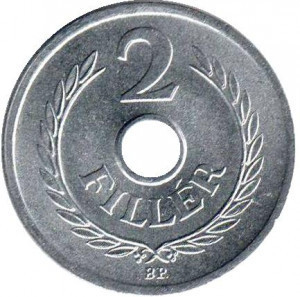 Монета 2 філера. 1963 рік, Угорщина. (АЕ) Полтава - фото 1