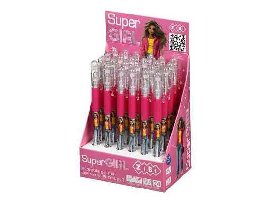 Ручка гелева пиши-стирай SUPER GIRL 5мм синя ТМ Zibi Киев