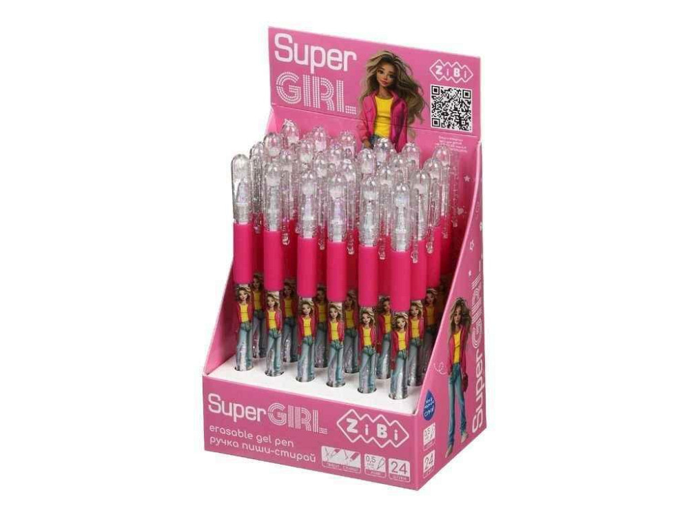 Ручка гелева пиши-стирай SUPER GIRL 5мм синя ТМ Zibi Киев - изображение 1