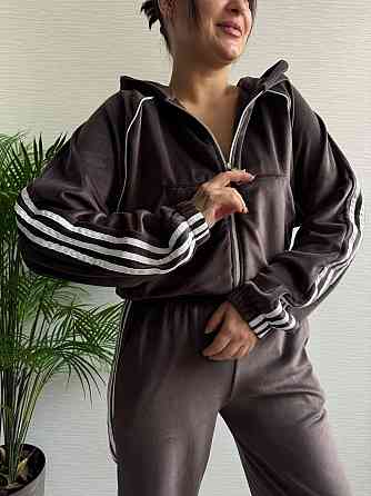 Женский стильный велюровый-плюшевый костюм двойка Шоколад, 46/48 Одесса