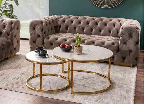 Журнальний столик PORTAFINO A білий FI80 FI60/ золото (комплект) Дніпро