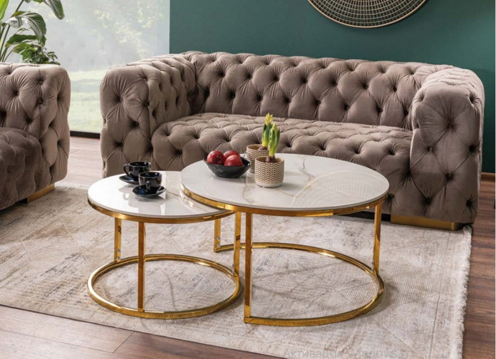 Журнальний столик PORTAFINO A білий FI80 FI60/ золото (комплект) Дніпро - фото 6