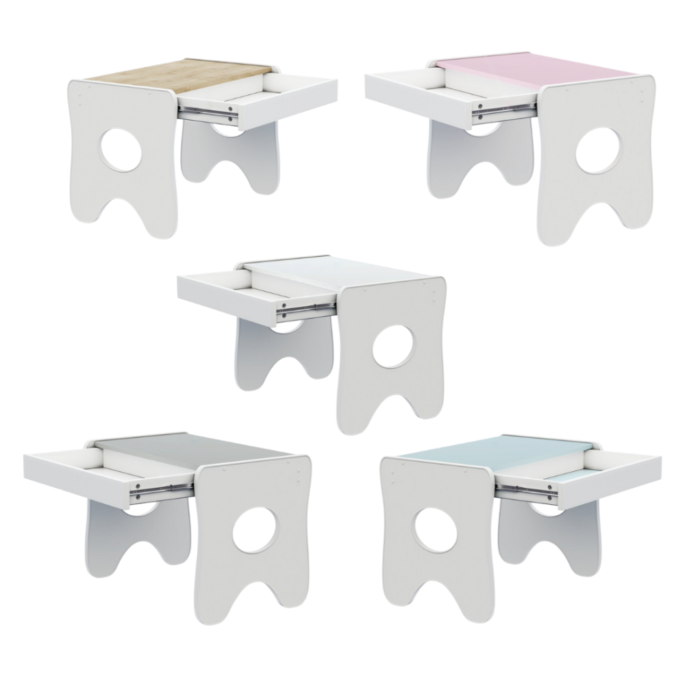 Удобный столик в детскую комнату 70×45×51, детский игральный стол с ящиком, белый с серым Каменское - изображение 9