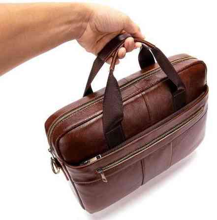 Ділова чоловіча сумка з зернистої шкіри Коричнева (Vintage) Київ