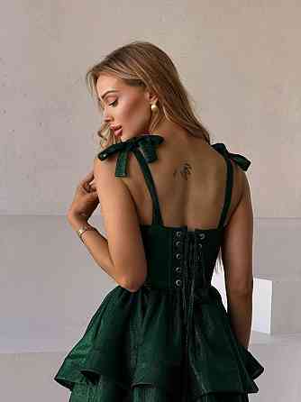 Женское романтическое праздничное платье мини люрекс диско Зеленый, 44 Одесса