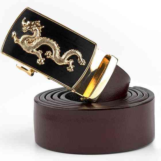 Ремень мужской золотой дракон Vintage 20259 Коричневый Киев