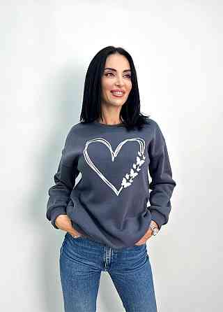 Утеплений світшот з принтом "Heart" оптом | Батал Київ