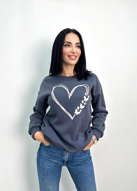 Утеплений світшот з принтом "Heart" оптом | Батал Київ - фото 4