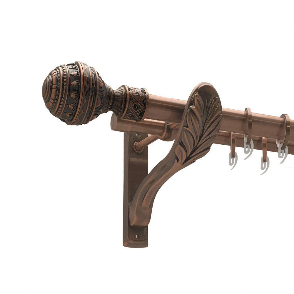 Карниз Orvit Арабеска металевий дворядний ретро гладка труба кільце фасонне металеве  Мідь 25\19 мм 200 см (00-00009933) Львів - фото 1