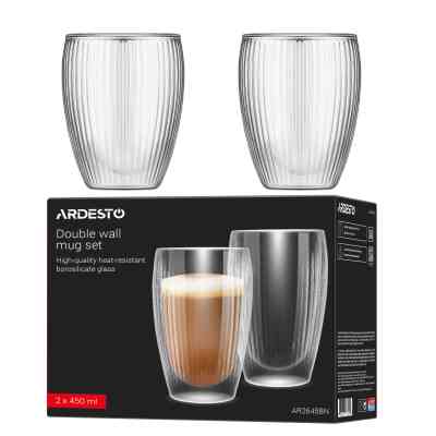 Набір склянок Ardesto 450мл, 2шт, боросилікатне скло, прозорий (AR2645BN) Вінниця