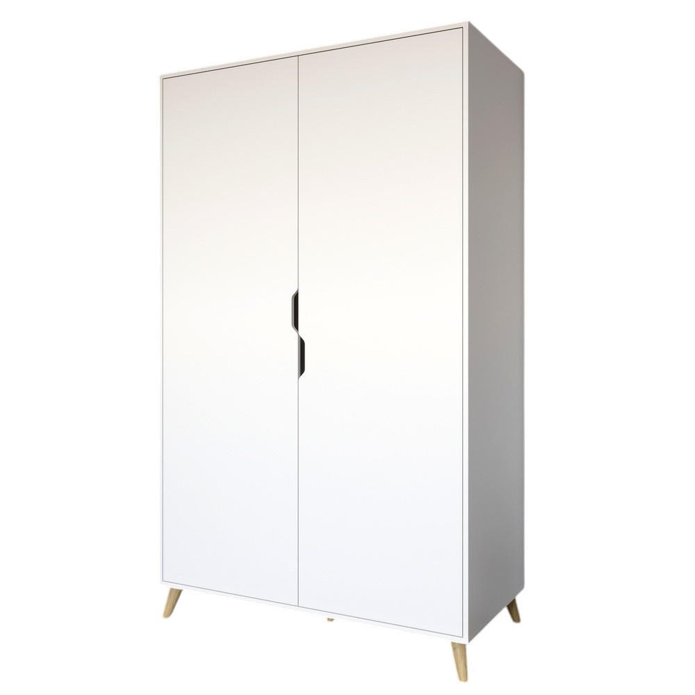 Шкаф двухдверный с ножками цвета светлый орех М-ЗОН Борн 1200 Нимфея Альба (белый) (MZN-031059) Львов - изображение 2