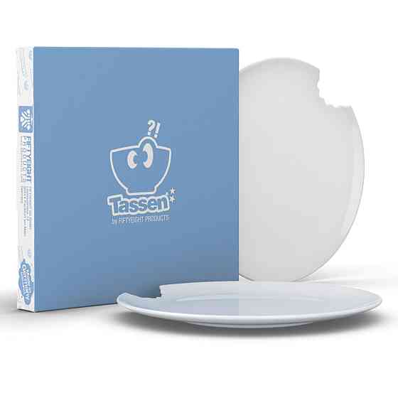 Набір з двох надкушених десертних тарілок Tassen, 20 см, порцеляна Рівне