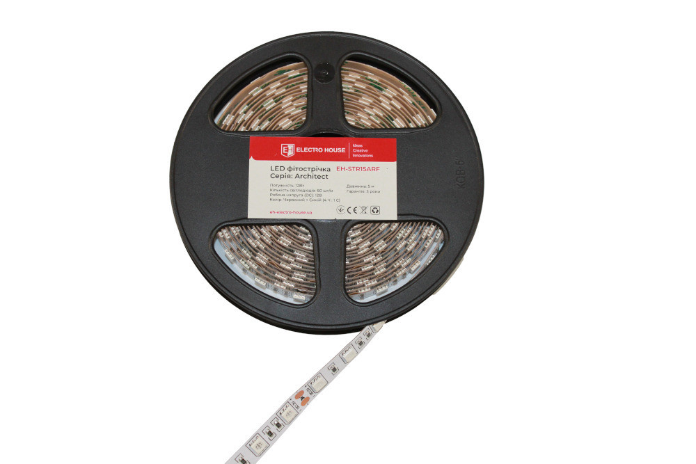 LED фітострічка 12Вт 12В SMD5050 60 діодів, червоний+синій, серія Architect, гарантія 3 роки Дніпро - фото 1