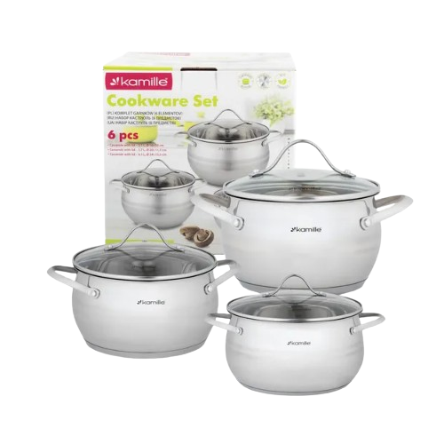 Набір каструль 6 предметів (каструлі 2,1/3,7/6,1л) нержавіюча сталь 5911 KAMILLE Житомир - изображение 1