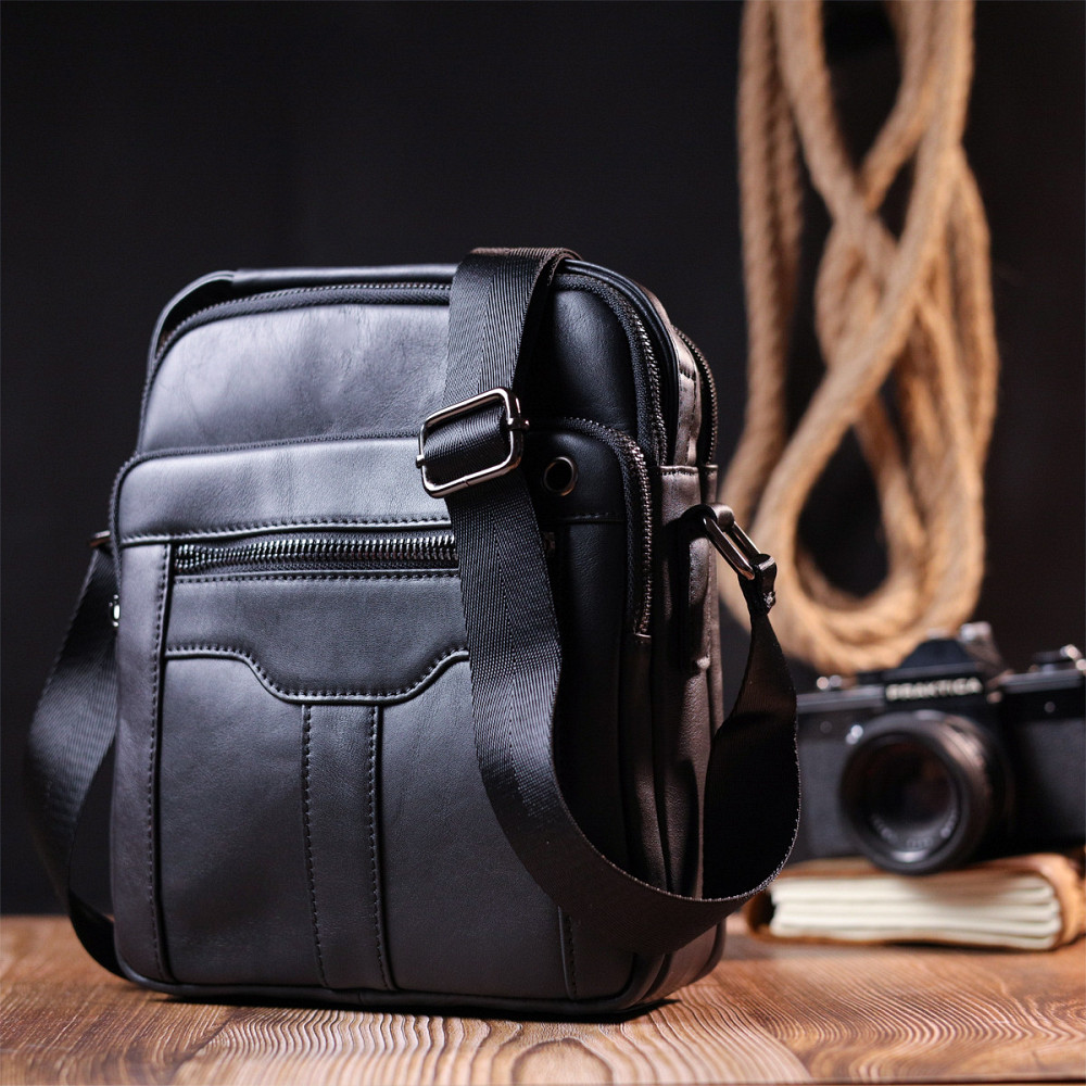 Сумка мужская Vintage 20826 кожаная Черный Киев - изображение 9