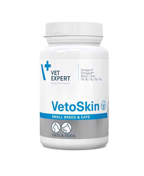 Харчова добавка VetoSkin Small breed&cat (ВетоСкін) для здоров’я шкіри та шерсті у котів і собак малих порід 60 капс (до 11.26)) Вінниця - фото 1