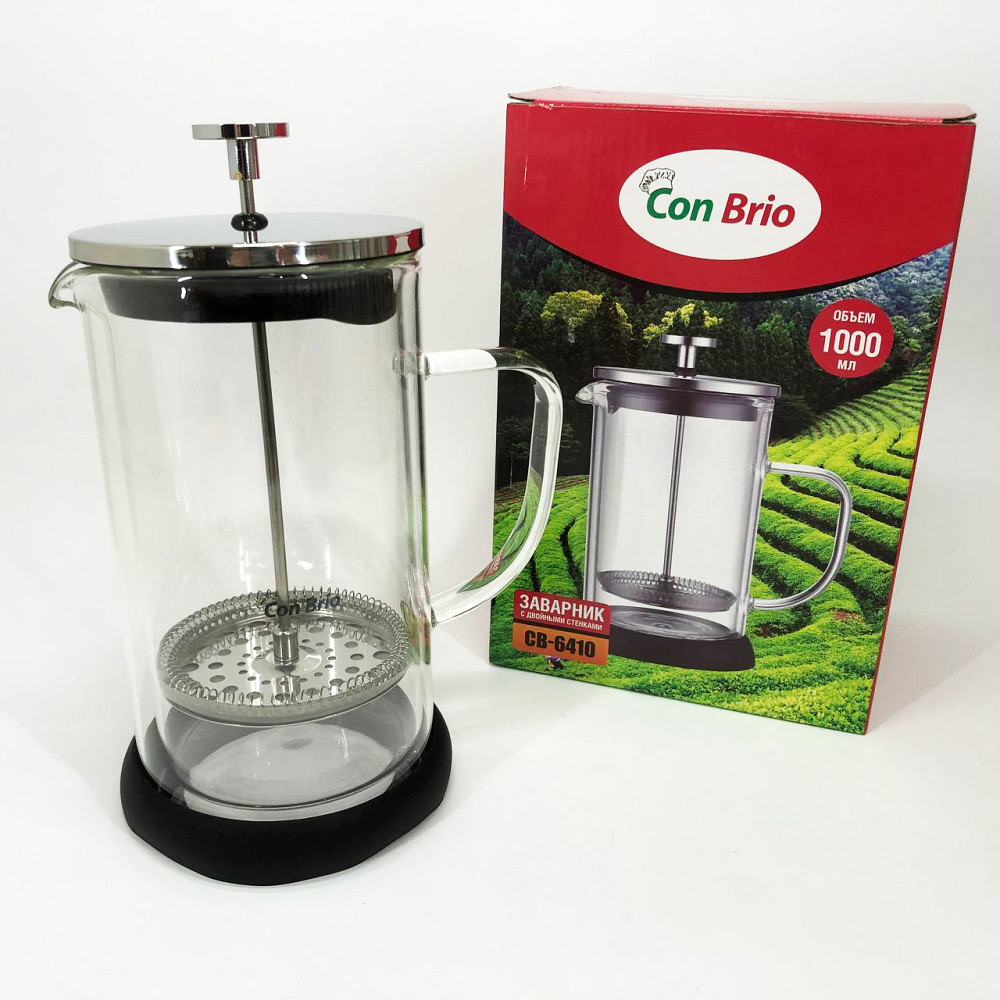 Приготовление чая с помощью пресс-заварника Con Brio 1л CB-6410 1 л, Простой френч-пресс SI-47 Львов - изображение 8