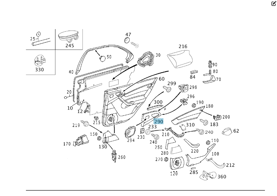 Mercedes-Benz  A2207308731 1A55 Накладка бежева блоку кнопок регулювання заднього сидіння на карті задніх лівих дверей S-class long V220 Одеса - фото 2