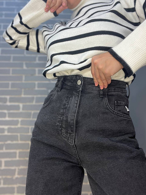 Джинсы женские Jeandia 71-4133 skater утепленные на байке широкие бананы черные, черный, 38, 38, 82 см, 112 см Киев - изображение 19