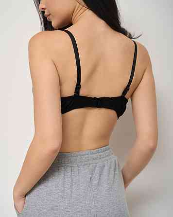 Бюстгальтер хлопковый в рубчик Nicoletta 80574 80B, Черный Киев