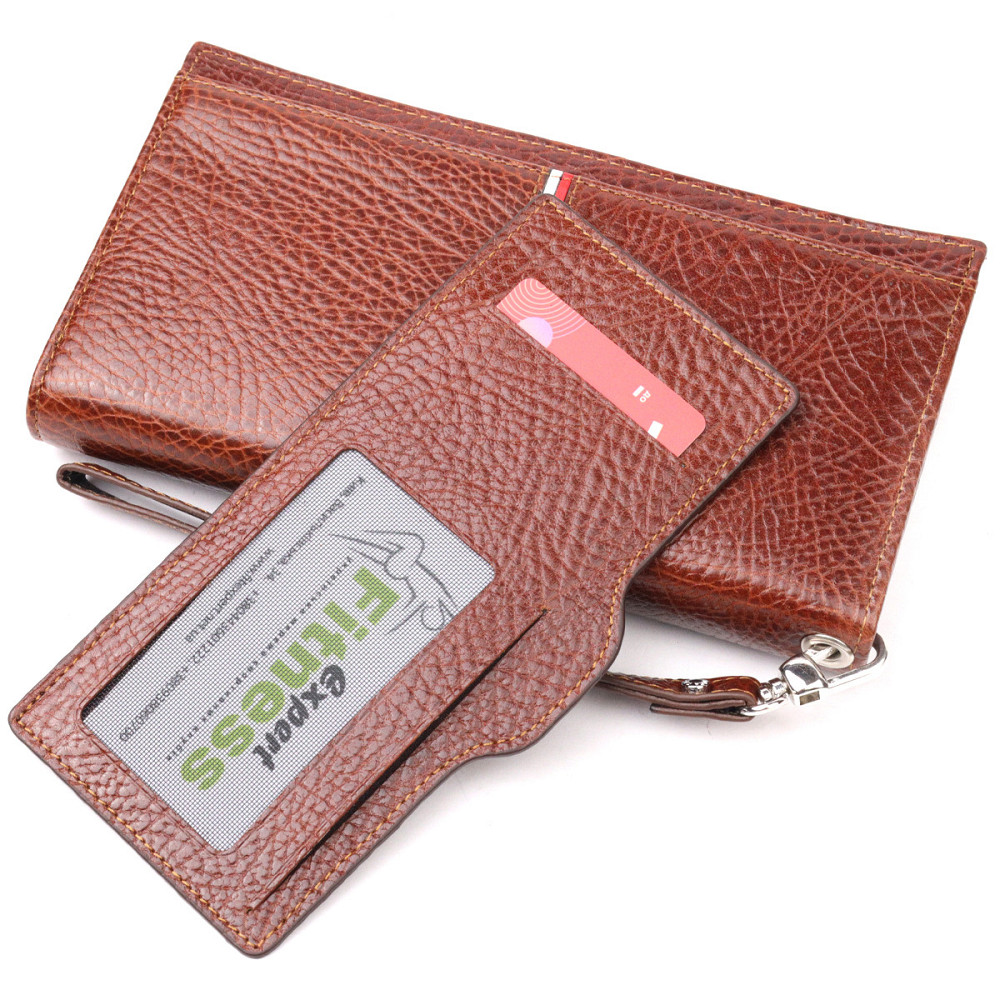 Оригінальний клатч із натуральної шкіри Коричневий (KARYA) Київ - фото 9