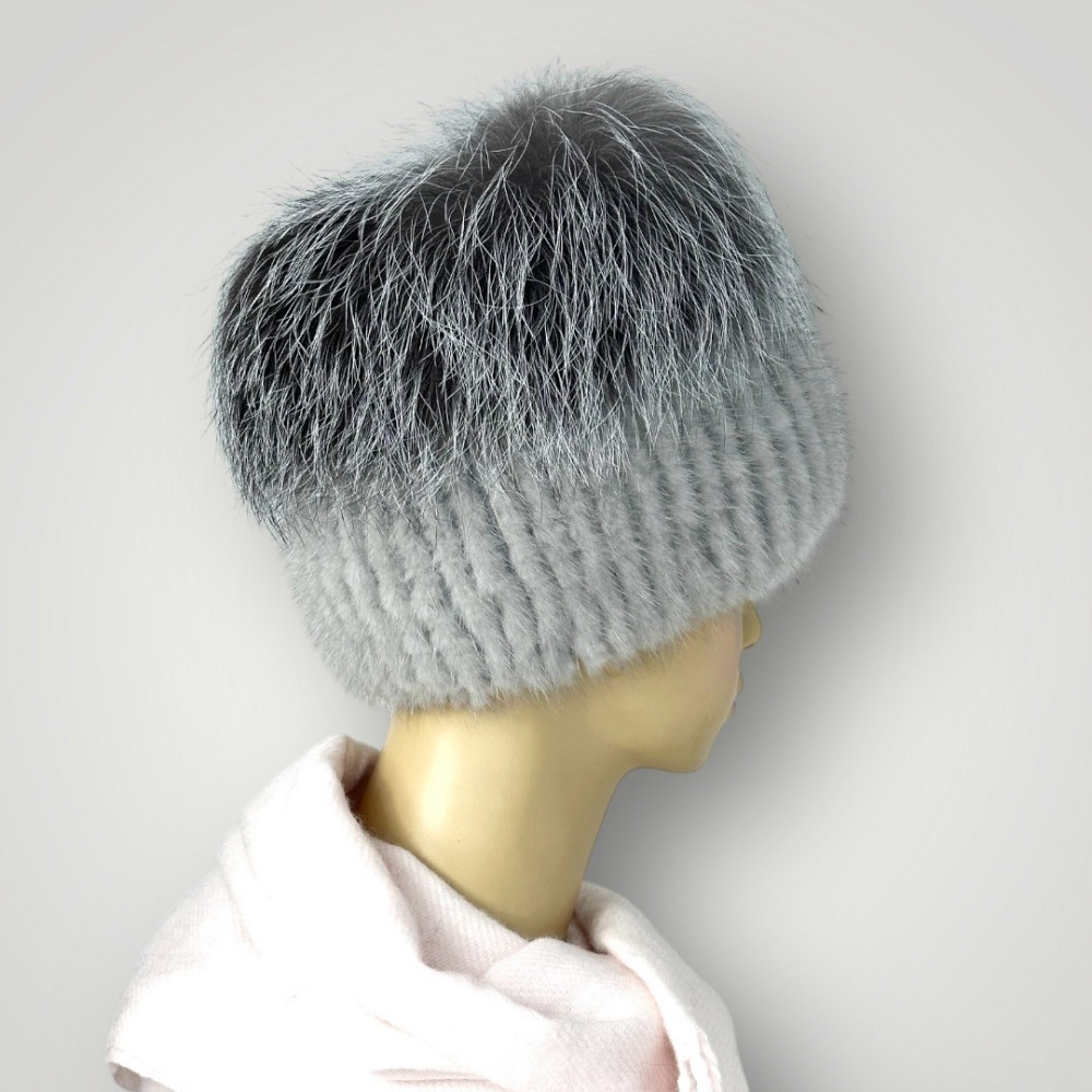 Норковая женская шапка кубанка Джесика Серый Харьков - изображение 3