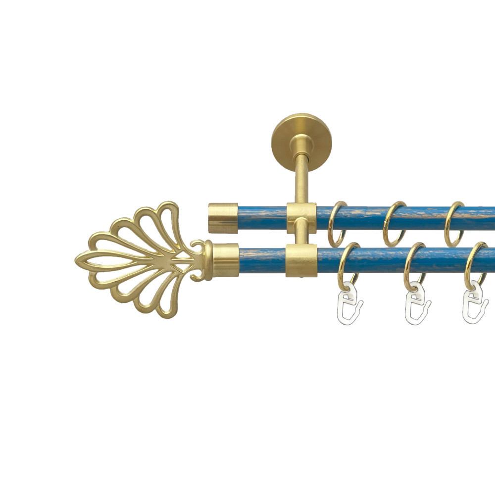Карниз Orvit Модерн металевий дворядний закритий гладка труба кільце металеве Золото Матове - Блакить 16\16 мм Львов - изображение 1