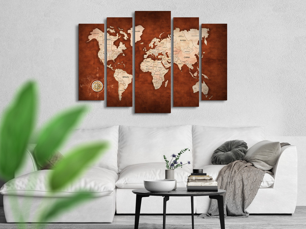 Модульная картина в гостиную / спальню Карта мира  коричневая Art-469_5 ( 80х118см ) Киев - изображение 2