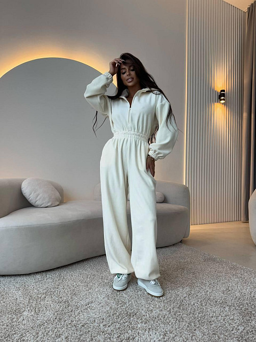 Жіночий теплий комбінезон із двостороннього флісу Молочний, 46/48 Одеса - фото 4