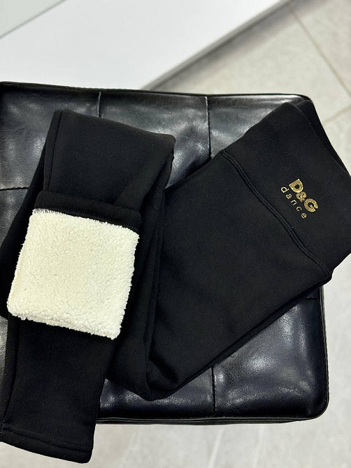 Женские теплые базовые лосины с накатом трикотаж на меху Черный, 46/48 Одесса - изображение 2