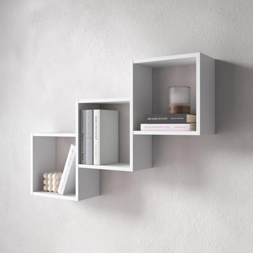 Полиця настінна VAYS M-13, на 3 комірки, ЛДСП, 98×18×66 см - для книг, декору, дому, вітальні, офісу Львів - фото 1