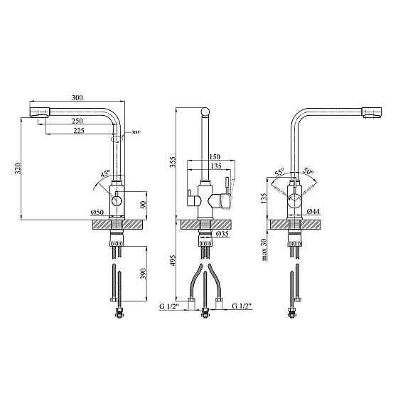 Змішувач для кухні з підключенням до фільтра Kroner KRP Edelstahl Klassisch - ESG038 сатин Київ