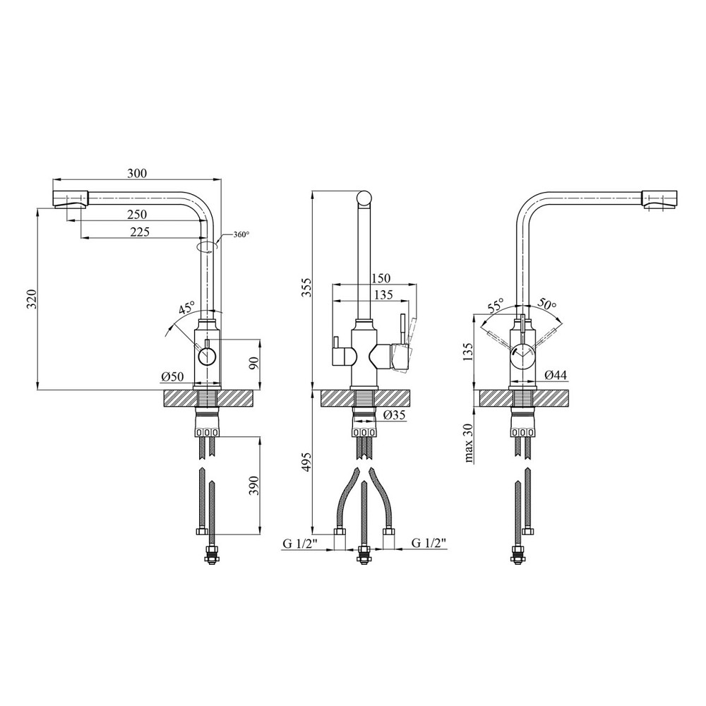 Змішувач для кухні з підключенням до фільтра Kroner KRP Edelstahl Klassisch - ESG038 сатин Київ - фото 2