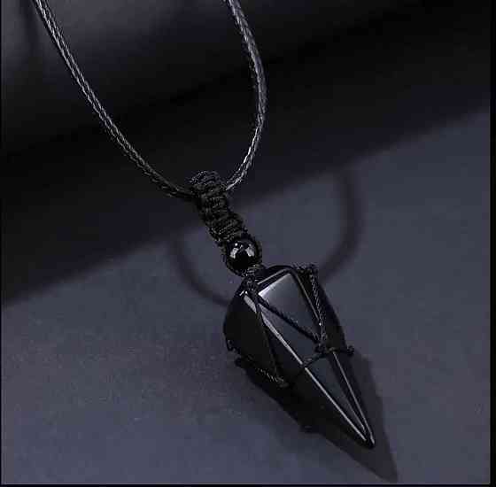 Подвеска из натурального обсидиана – энергетический кулон на шнурке Киев