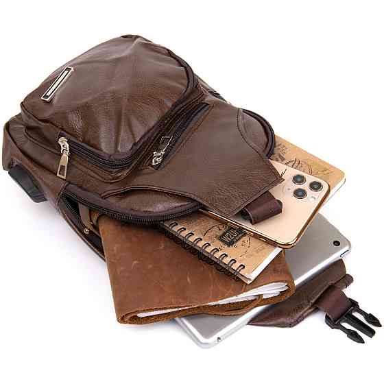 Сумка кросс боди с эмблемой из кожзама Vintage 20569 Коричневая Киев