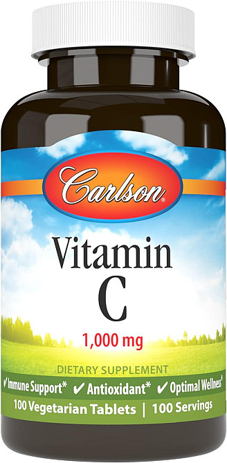 Вітамін C Carlson Vitamin C, 1,000 mg, 100 Vegetarian Tablets Луцьк - фото 1