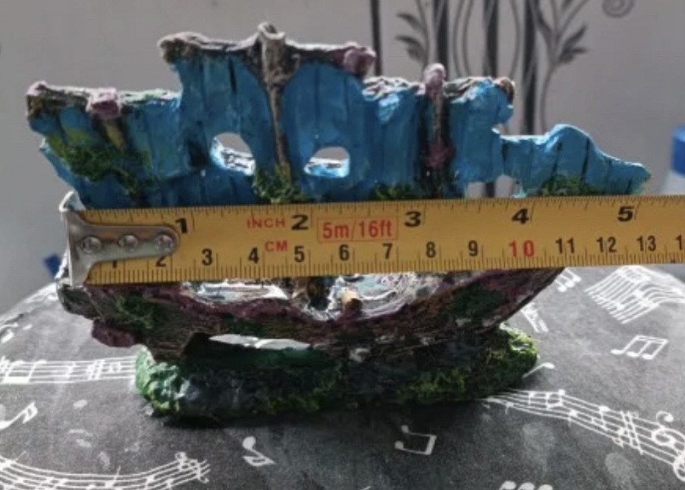 Декор для акваріума Затонувший кораблик з вітрилами 14 на 11 на 4 см різнобарвний Київ - фото 6