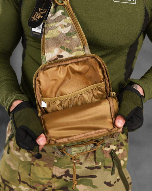 Сумка-слинг тактическая с одной лямкой SILVER KNIGHT мультикам  ВТ1023 Одесса - изображение 6