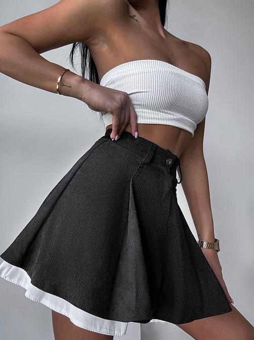 Женская трендовая юбка-шорты вельвет + коттон Графит, 46/48 Одесса - изображение 5