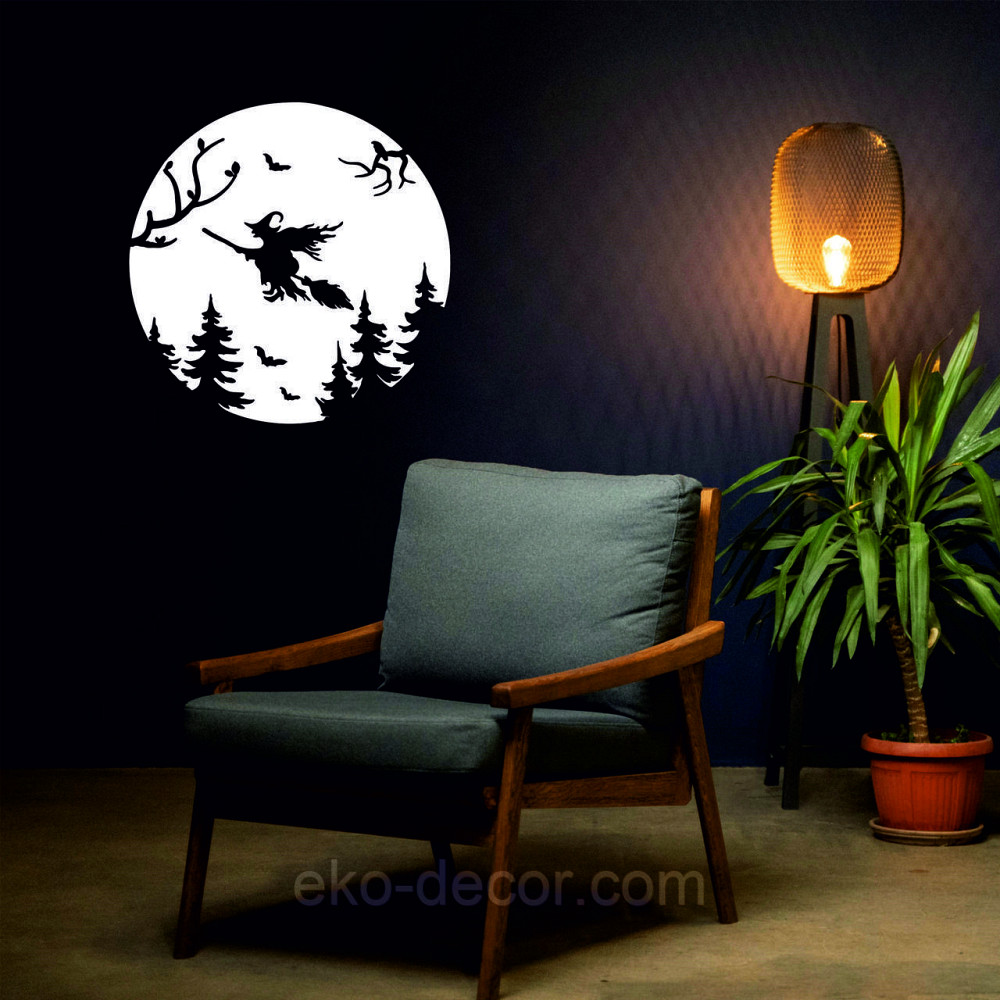 Декоративное настенное Панно «Ведьма на луне», Декор на стену 90*90 см, Белый Киев - изображение 7