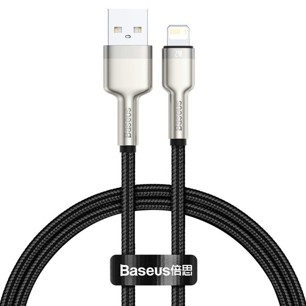 Кабель Baseus Cafule Series Metal Data Cable USB to IP 2.4A 0.25m Black Київ - фото 1