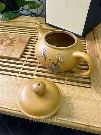 Чайник заварювальний ісинська глина ручна робота 200 мл "Квітуча сакура" жовтий Т2580 Київ