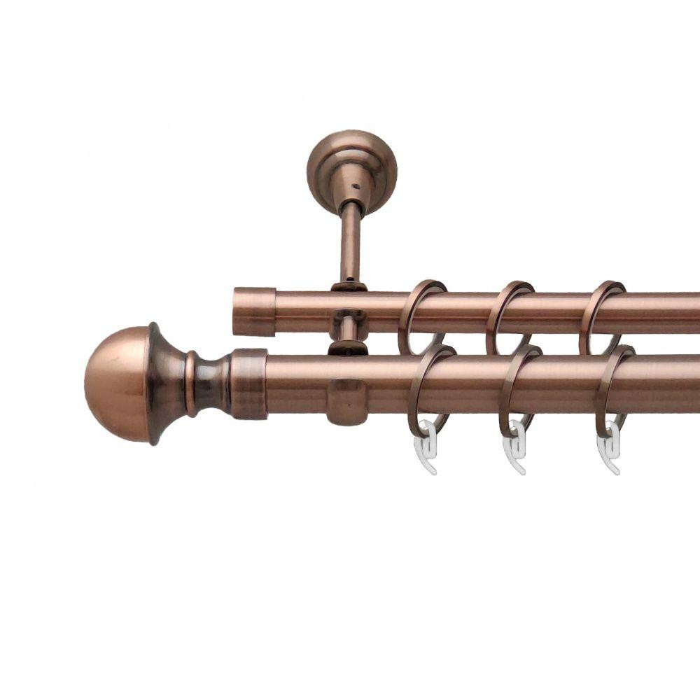 Карниз Orvit Бостон металевий дворядний відкритий гладка труба кільце фасонне металеве  Мідь 25\16 мм 300 см Львов - изображение 1